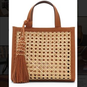 Vince Camuto Mini Indra Leather & Rattan Purse